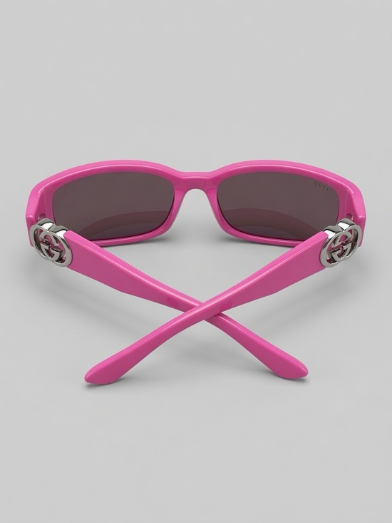 Gucci Accessories - Gucci Hot Pink Rectangular Women's Sunglasses with Silver Logo Accents